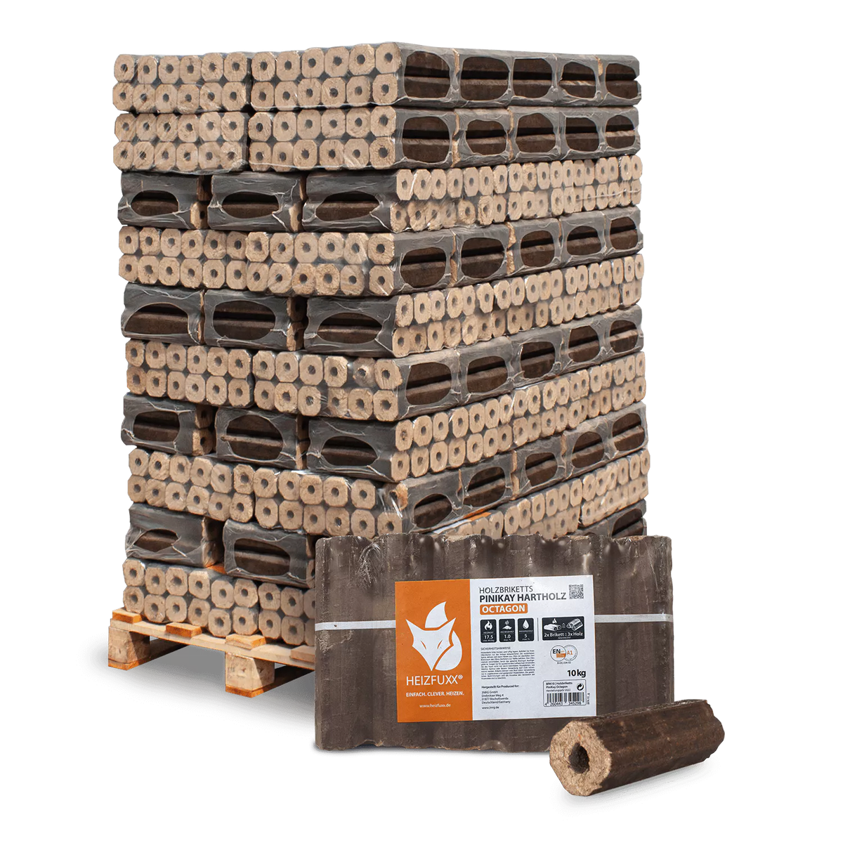 Holzbriketts PiniKay Octagon 96 x 10 kg
