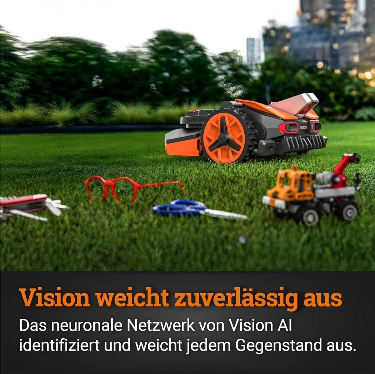 WORX Landroid Vision M550 Mähroboter WR205E für Gärten bis 550m², AI Rasenmäher Roboter ohne Begrenzungskabel (WLAN & Bluetooth, aktive Hindernisvermeidung mit KI-Technologie, Igelschutz)
